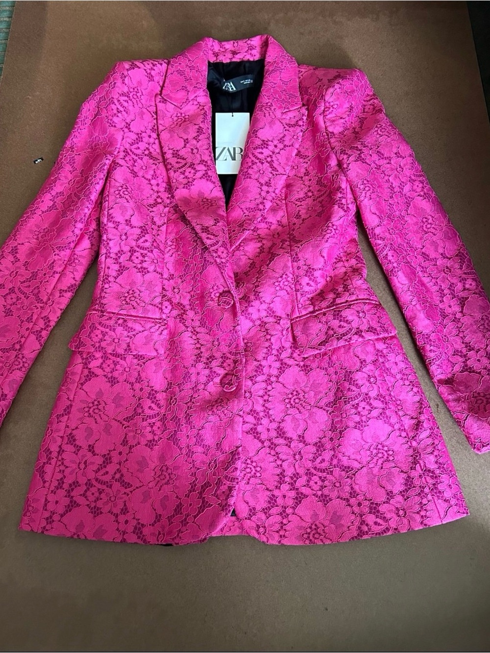 Zara Hot Pink Lace Blazer and Trousers Set S - Picture 6 of 7